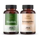 HERBAMAMA Rhodiola Rosea and Ashwagandha Kit - Bundle of 1000 mg Rhodiola Rosea Capsules &1500 mg Ashwagandha Root Capsules - Vegan, Non-GMO, Gelatin-Free - 2 Pack