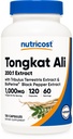 Nutricost Tongkat Ali 1,000mg 120 Capsules - with Tribulus Terrestris and BioPerine, Vegetarian Caps, Non-GMO, Gluten Free, Potent Extract