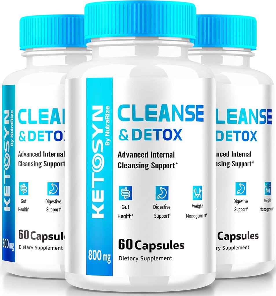 (3 Pack) Ketosyn Cleanse & Detox Capsules, Ketosyn piller for avansert vekttap, maksimal styrke keto blanding støtte supplement, Keto Syn intern rengjøring pastillas anmeldelser (180 kapsler)