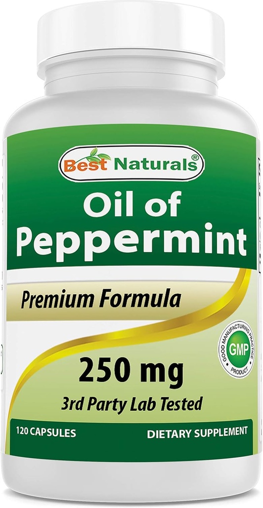 Best Naturals Menta di olio di menta piperita integratore alimentare lenitivo, 250 mg, 120 conte
