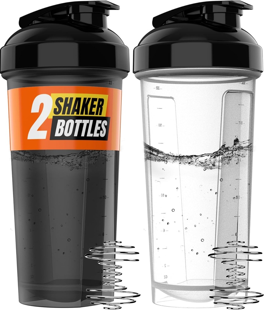WrexX 2 Iepakojums Protein Shaker Pudele - līdz 28oz, 2x Shaker Ball, Portable Pre Workout Sūkalu Olbaltumvielas Shaker Cups olbaltumvielu kratīšanai, Noplūdes pierādījums Shaker Pudeles olbaltumvielu maisījumiem