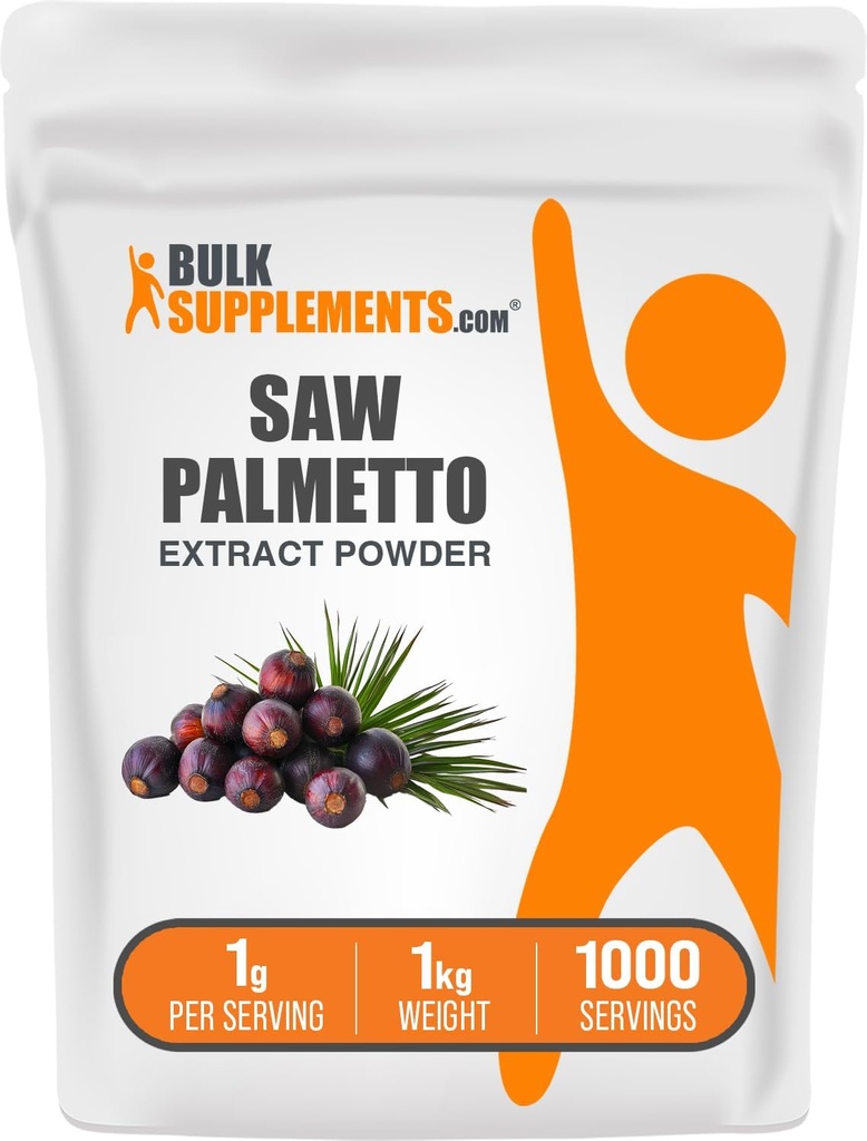 BulkSupplements.com Saw Palmetto Extract Powder - Serenoa Repens, Saw Palmetto Supplement, Herbal Supplement - Vegan & Gluten Free, 1g per Serving, 1kg (2,2 lbs) (Pack of 1)
