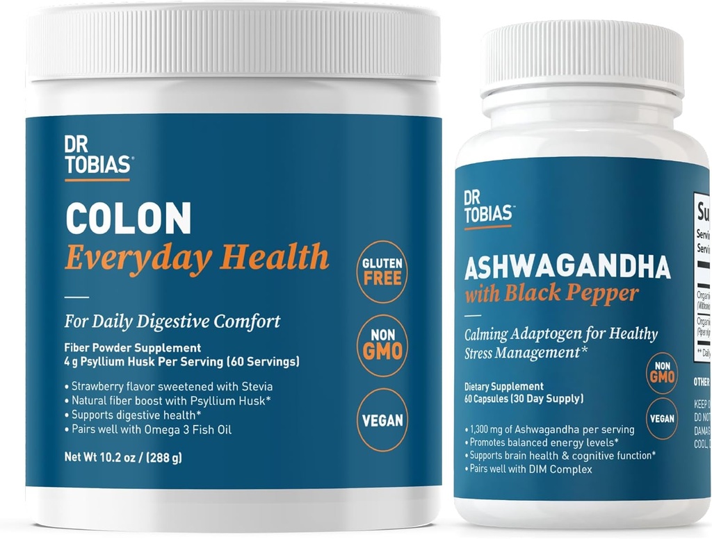 Dr. Tobias Colon Everyday Health and Ashwagandha Capsules, Digestive Wellness & Resilience Bundle, Supports Balanced Energy & Gut Health, Vegan, Non-GMO