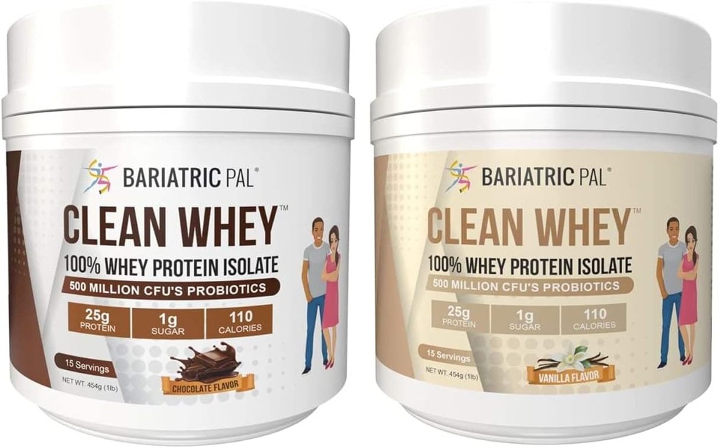 Probiotics와 BariatricPal Clean Whey Protein (25g) - 초콜릿 및 바닐라 다양성 팩
