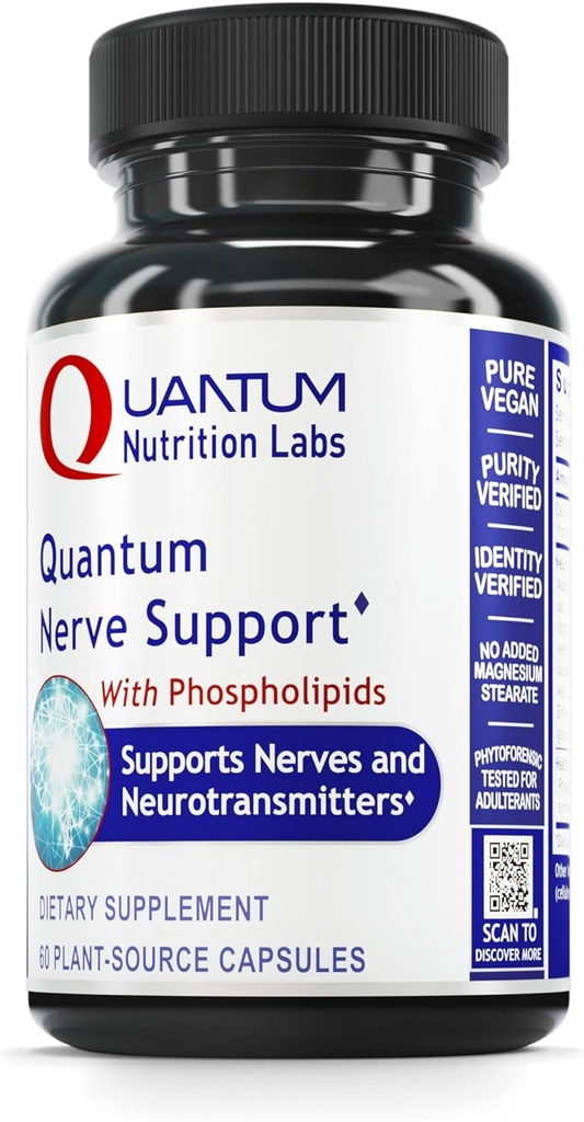 Quantum Nutrition Labs Nerve Support - Nerve salut suplementaris, cervell suplementaris, Nootròpic amb Rhodi Rosea, Brain i Nerve Health - 60rian Capsules