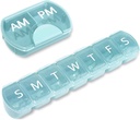 2 Iepakojums (Weekly & Daily), 2 reizes dienā (AM/PM) + 7-Day Pill organizētājs, Vitamīnu Plānotājs, Lielas ietilpības Pill kastīšu komplekts, Travel Pill Case for Medication/Vitamins/Zivju eļļas/Applements, Zils