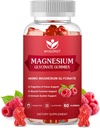 400mg Magnesium Glycinate Gummies 200mg Magnesium Malate, D bitamina, B6 eta CoQ10, Magnesium Glycinate osagarria Erlaxatzeko eta Kogniziorako, Sugar Free, Raspberry Flavor - 60 Gummies