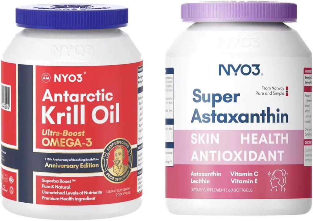 Krill Öl Omega 3 1000mg Weichgele und Astaxanthin 12mg Antioxidansässige Bundle