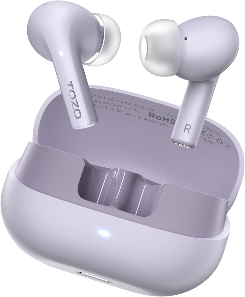 TOZO E2 Wireless Earbuds with 2 Mics AI Call Noise Cancellation, 10mm Drivers with Powerful Bass, App Customize 32 EQs, 30H Playtime, Bluetooth 5.3 Ear Buds, Comfort Fit in-Ear Headphones
