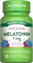 Nature's Truth Kids Melatonin Kautabletten | 1mg | Grape Flavor | Vegetarisch, Non-GMO, & Gluten Kostenlose Ergänzung