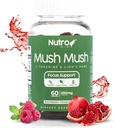 Lions Mane Supplement - Mushroom Gummies - Mush Mush Genius Mushrooms Magic Mind - L-Theanine & Lions Mane ilə Focus - Perk Enerji üçün Raspberry & Pomegranate Flavor - 60 Gummies