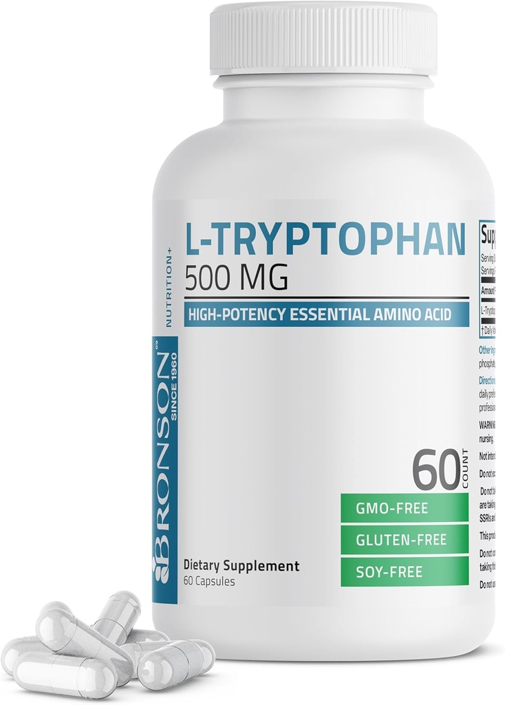 Bronson L- Busptophan 500 MG High Potència Language Amin Active Implementació de l' àcid i positiu de suport no-GO, 60 Capsules