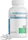 Bronson L- Tryptophan 500 MG High Potency Essential Amino Acid Supports Relaxation & Possible Mood Support Non-GMO, 60 kapszula
