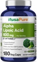 NusaPure Alpha Lipoic Acid 600 mg na serwowanie 180 Kapsułek wegetariańskich (wegetariańskie, nie- GMO, wegańskie)