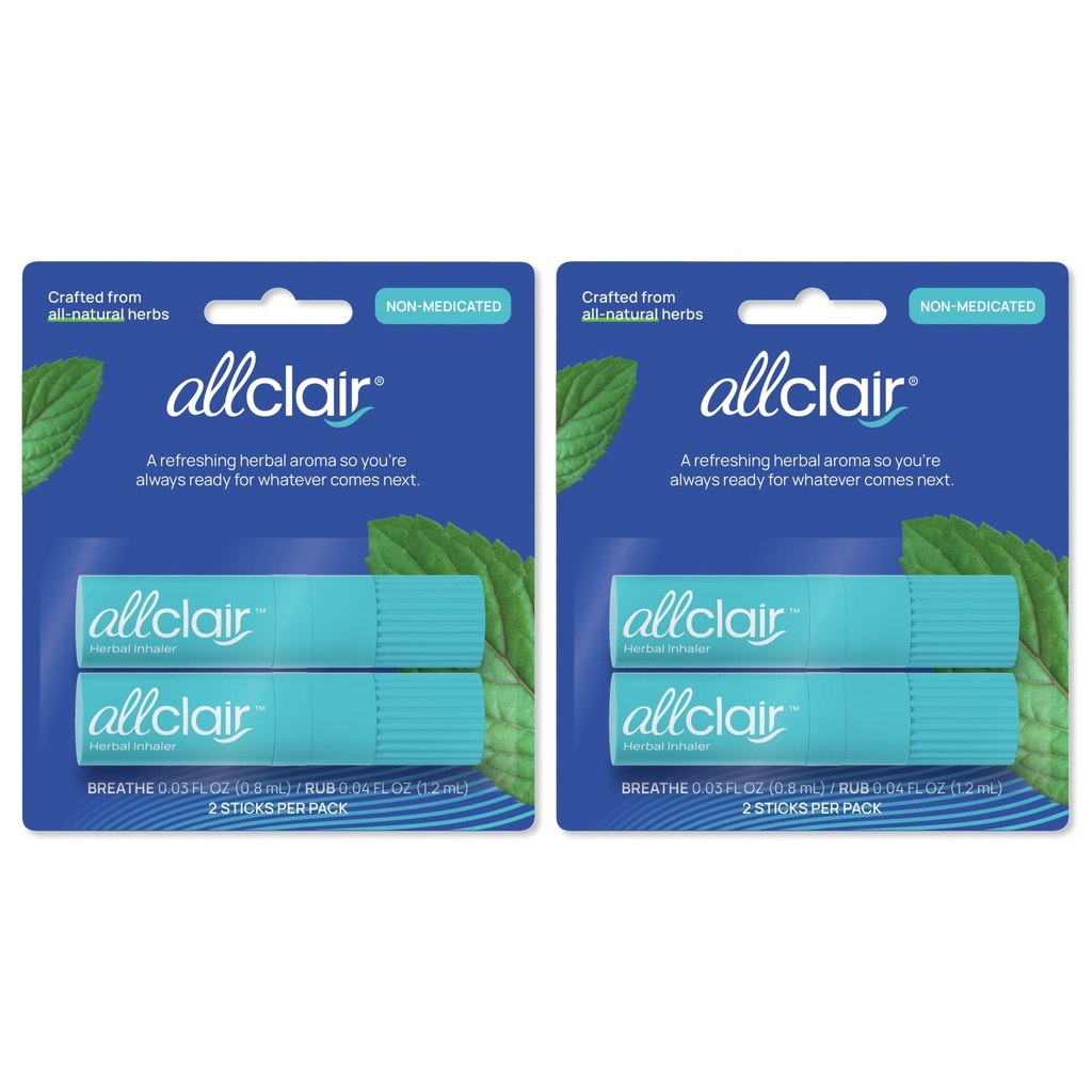 Allclair Nausea Relief Inhaler Stick, Motion & Morning Sickness, 4 Pack | Fast-acting, non-drowsy, made with 6 natural essential oils, drug-free alternative to pills and patches, FSA eligible