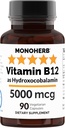 MONOHERB Hydroxo B12 Vitamin 5000mcg, hidroksokobalamin, hidroksi B12