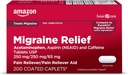 Dịch vụ chăm sóc sức khỏe cơ bản Migraine, Acetaminophen, Aspirin (NSAID) và Caffeine boardts, Headache Reliever/Pin Reliever Aid, 200 Count