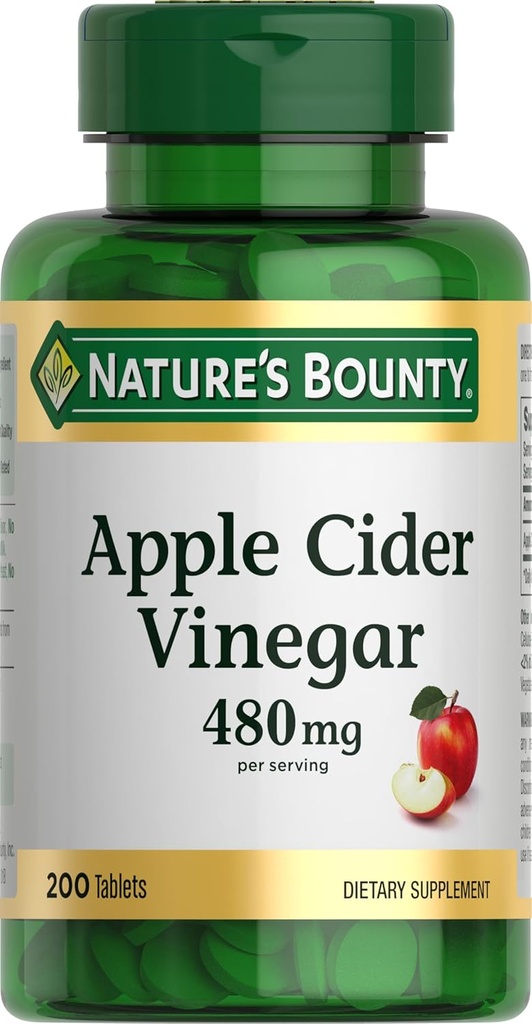 Természet Bounty Apple Cider Vinear 480mg tabletta, vegetáriánus kiegészítő növény alapú, 200 tabletta