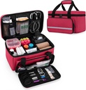 CURMIO Small First Aid Bag Empty, Family First Aid Kit Case, Medicine Storage Organizer Box For Home and Travel, Red (Patent Pending)