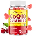 CoQ10 Gummies with PQQ - 400 MG Coenzyme Q10 High Potency, Enhanced with Ayurvedic Herbs, Adaptogenic Mushroom Blend & Probiotics for Heart, Brain, Energy, Immunity, Cherry Flavor, 60 Vegan Gummies