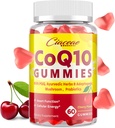 PQ10 Gummies with PQ - 400 MG Coenzyme Q10 Yüksek Potency, Ayurvedic Herbs, Adaptojenik Mushroom Mix & Probiyotiks for Heart, Brain, Energy, Immunity, Cherry Flavor, 60 Vegan Gummies