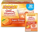 Emergen-C 1000mg Powder cho Daily Immunune hỗ trợ Caffeine free Cppics với Zic và Manganese, Bcys và electronlytes, Super Orange Flavor - 30 Count