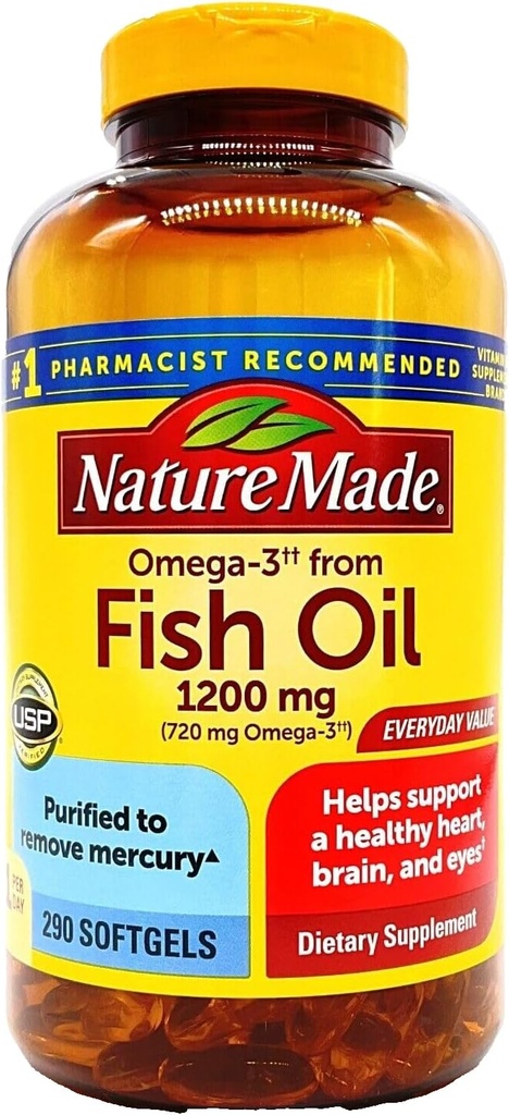 Fabriqué Nature Oméga-3 à partir de poisson Huile 660 mg EPA + DHA, 290 Softgels