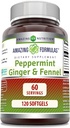 Amazing Formulas- Peppermint, Ginger ve Fennel Diyeter Supplement - 363 Milligram - 120 Softgels (Non-GMO,Gluten Free) -