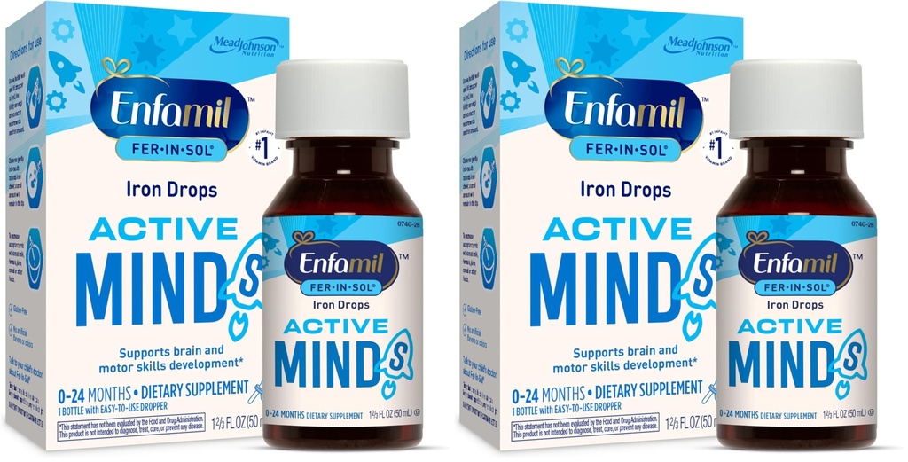 Enfamil Fer-in-Sol Iron Supplement Drops for Infants, 50 mL Dropper Bottle (Pack of 2)