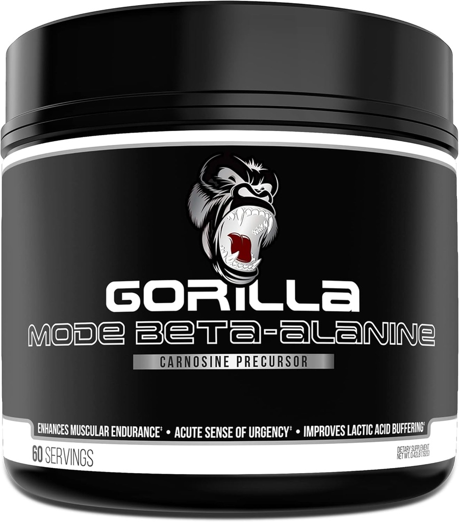 Gorilla Mind Beta-Alanine Carnosine Precursor, Enhanced Muscular Endurance, 3.2 Grams per Serves