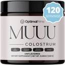 Optimal Prime - MUU Bovine Colostrum Supplement och Superfood Powder för Gut Health, Bloating, Immune Support, Hår, Hud och Nails Unflavored, 120 portioner