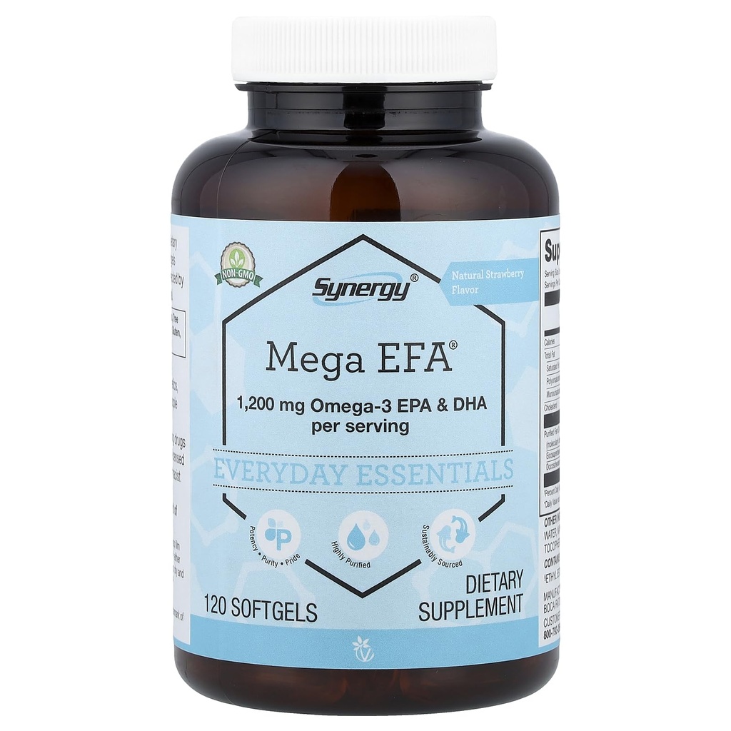 Vitacost Synergy®, Mega EFA®, Natural Strawberry, 120 Softgels