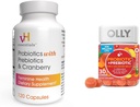 PH prebiotik və Cranberry Femininine Health Capsules ilə probiotik əsasları OLLY Probiyotik + Prebiotik Gummy Digestive və Gut Health Chewable