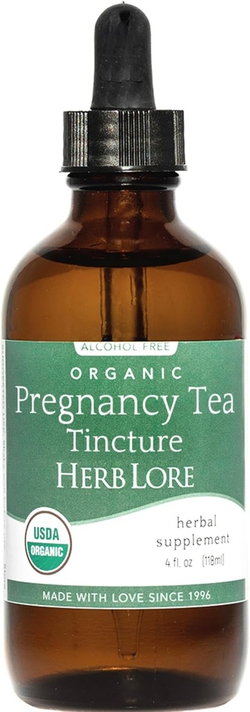 Herb Lore Organic Nėštumas Arbata Tea Teincture - Skystas raudonas aviečių lapų arbata nėštumo & po gimdymo - Pirmasis trimestras, Labor Prep & Trečiasis trimestras parama