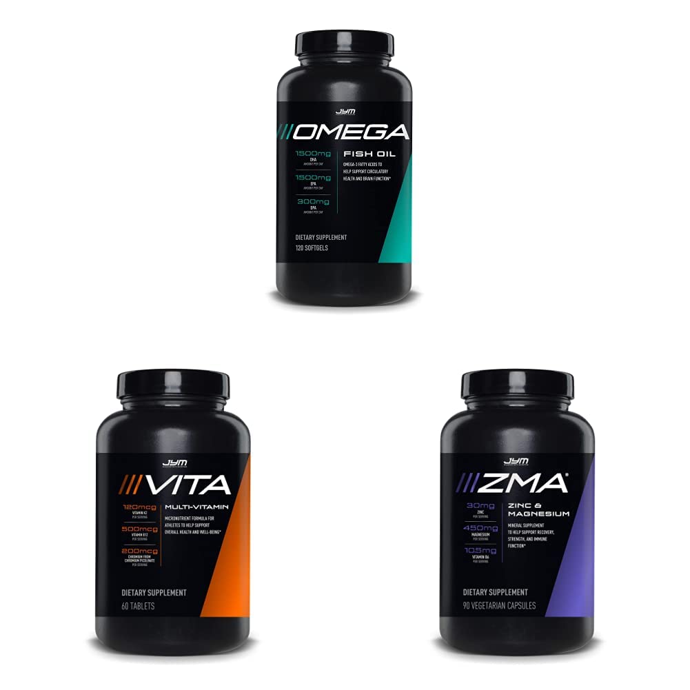 JYM Supplement Science Omega JYM Fish Oil + Vita JYM Sports Multivitamin & Mineral Support ZMA