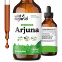 Wild & Organic Arjuna Bark Extract Drops - Antioxidant Support - Terminalia Arjuna Extract Supplement - Add to Tea & Mix with Powder - No Sugar & Alcohol, Non-GMO, Vegan - 4 fl oz