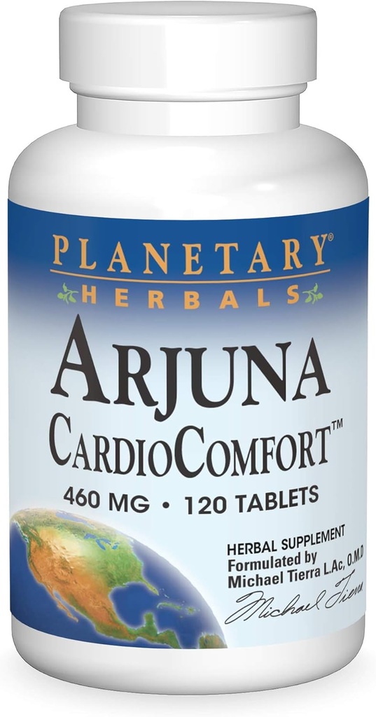 Herbales planetarios Arjuna CardioComfort*, soporte para os sistemas cardiovasculares e circulatorios*, 460 mg - 120 tabletas