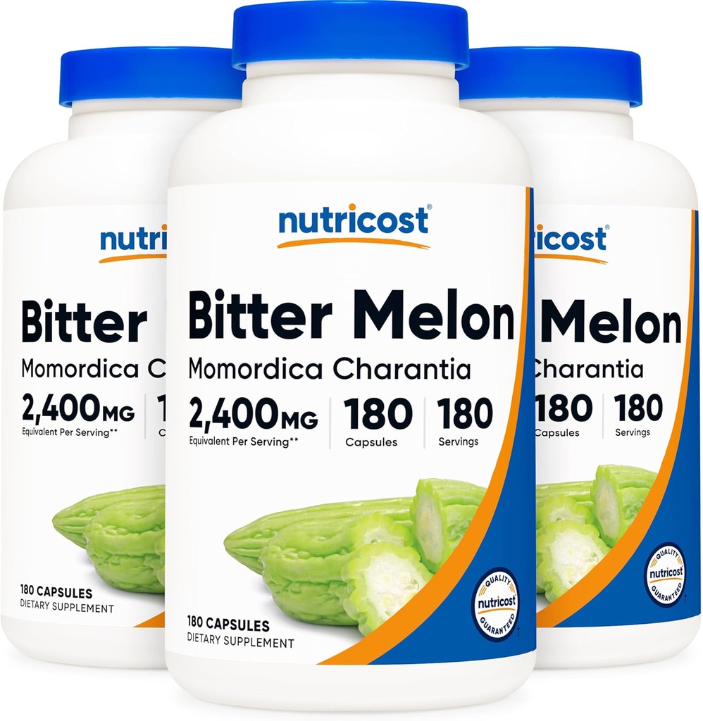Bitter Nutricost Melon 600mg, 180 Capsules (3 Botol)