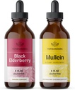 HERBAMAMA taimse vedeliku tilgad Kit - Bundle of Black Elderberry Extract ja Mullein Leaf Tinktuur 4 fl oz - Vegan, Non-GMO, Sugar & Alcohol-free - 2 Pack