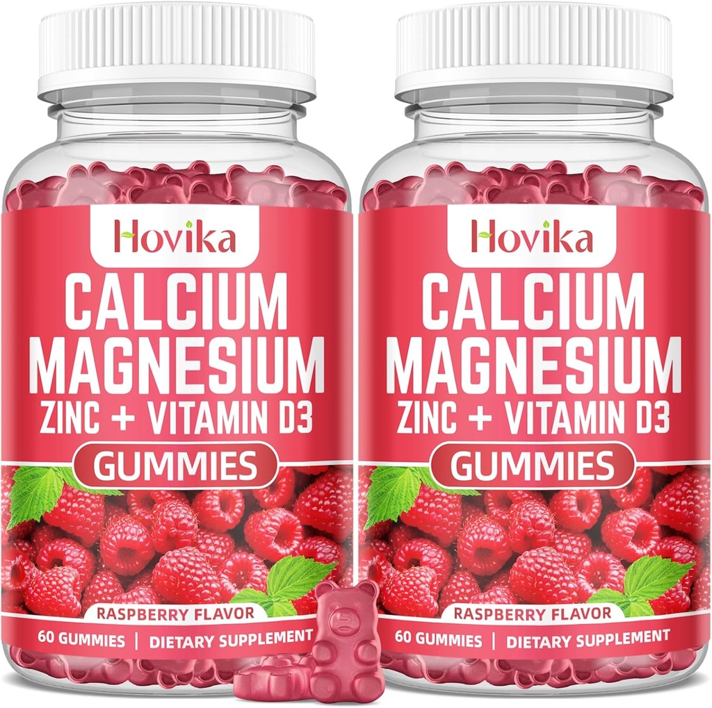 Calcium Magnesium Zinc Gummies Potasio bitamina C, B6, D3, K2 - Calcium for Women & Men - Calcium Magnesium Zinc Bitaminazio Anitzeko Osagarria Hezur, Muskuilu, Teeth, Calm, Mood - 2 Pack - 60 Cts