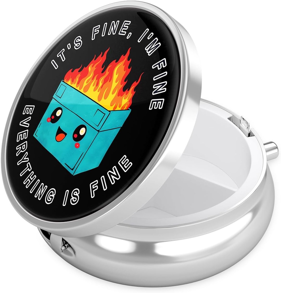 Nipichsha Pill Box, Purse & Pocket üçün Kiçik Pill Case, Cute Travel Medicine Organizer, Vitaminlər, Cəmiyyət, Balıq Yağları və Ekstr, Cute Dumpster