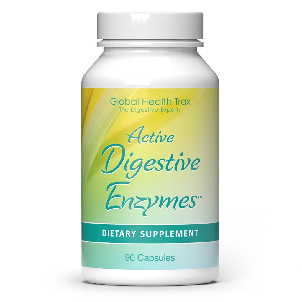 Global Health Trax - Active Digestive Enzymes Supplement, 90 Capsules - Comprehensive Digestive Support with Enzymes to Promote Healthy Digestion for Men and Women