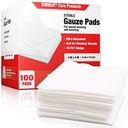 EVERLIT [Extra-Thick] 4''x4'' Sterile Gauze Pad 12-Ply, 100 Pack, Individual Wrapped, Ultra Absorbent Large Non-Woven Medical Gauze Sponges for Wound Care Home First Aid Kit