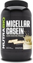 NutraBio Kazein Protein Powder, Micellar Casien Powder, 25g Počasne Prebavne beljakovine, pomaga vas polno, čez noč okrevanje in rast mišic, BCAA & EAA, Gluten Free, Soy Free, 2Lb Vanilla