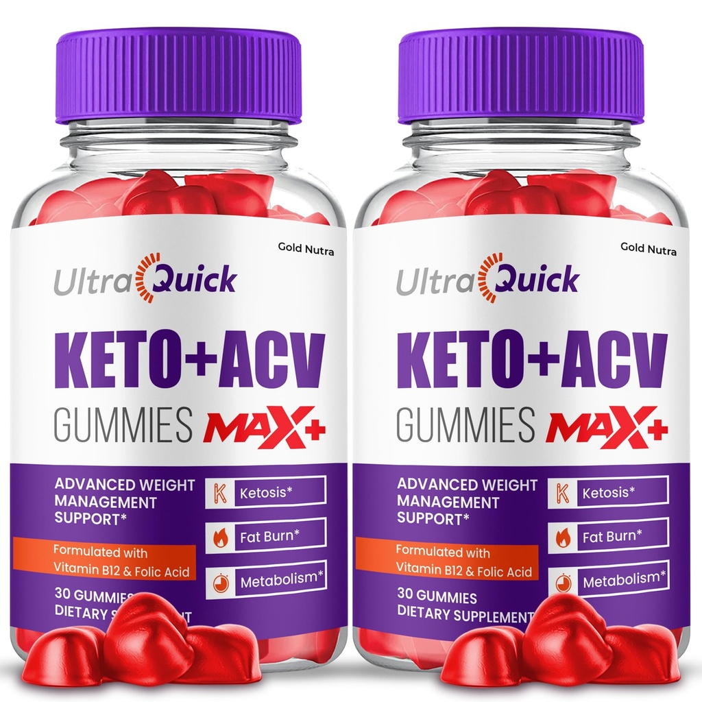 (2 Pack) UltraQuick Max+ ACV Gummies, Higher Potency, Official Ultra Quick Max+ Gummies, 2X Stronger Apple Cider Vinegar Gummy, 2 Month Supply