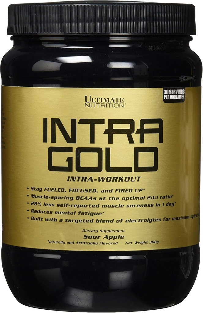 Ultimate Nutrition Intra Gold Cvičenie Energy Supplement - Zmes elektrolytov s karnitín, Ornitín, a aspartát, 30 Servings, Kyslé jablko