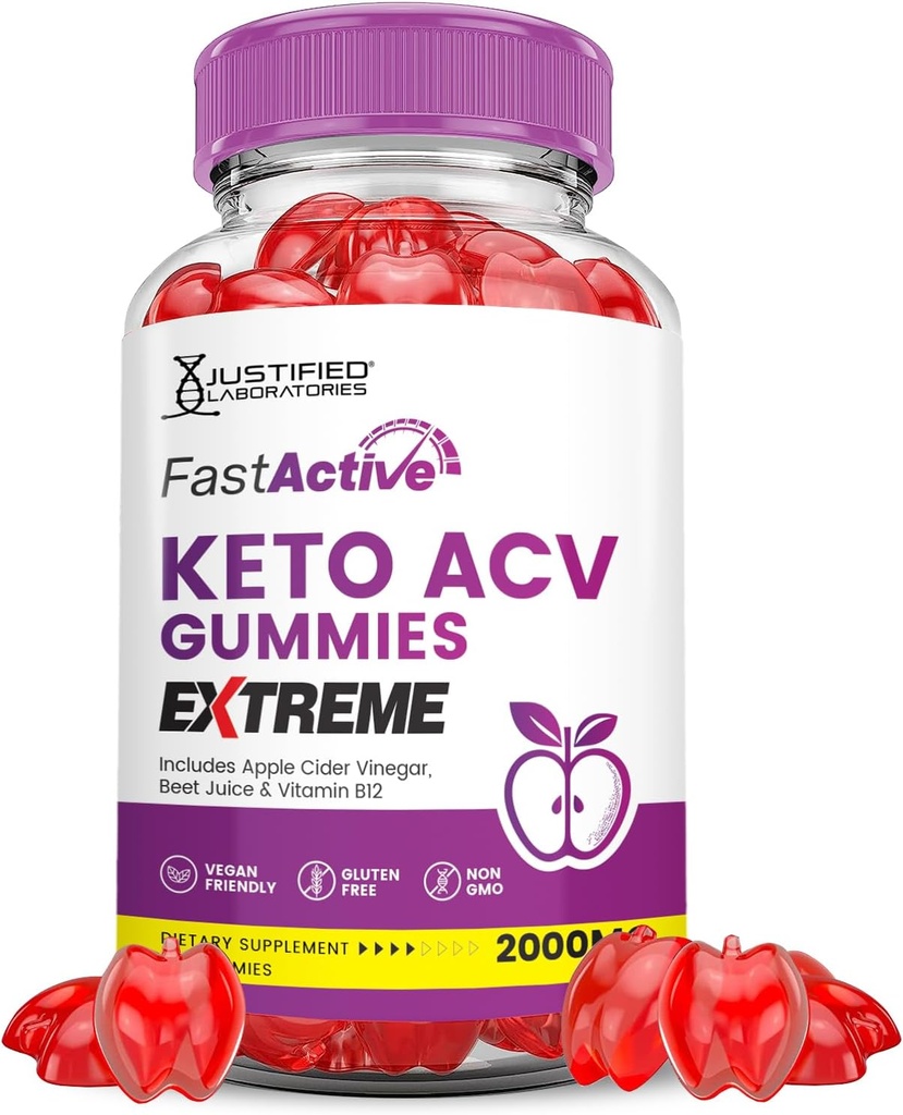 Fast Active Keto ACV Gummies Extreme 2000MG Fastactive Keto Gummies Apple Cider Vinegar Formulado con Ps Beet Juice Powder B12 Vegan Non GMO 60 Gummys