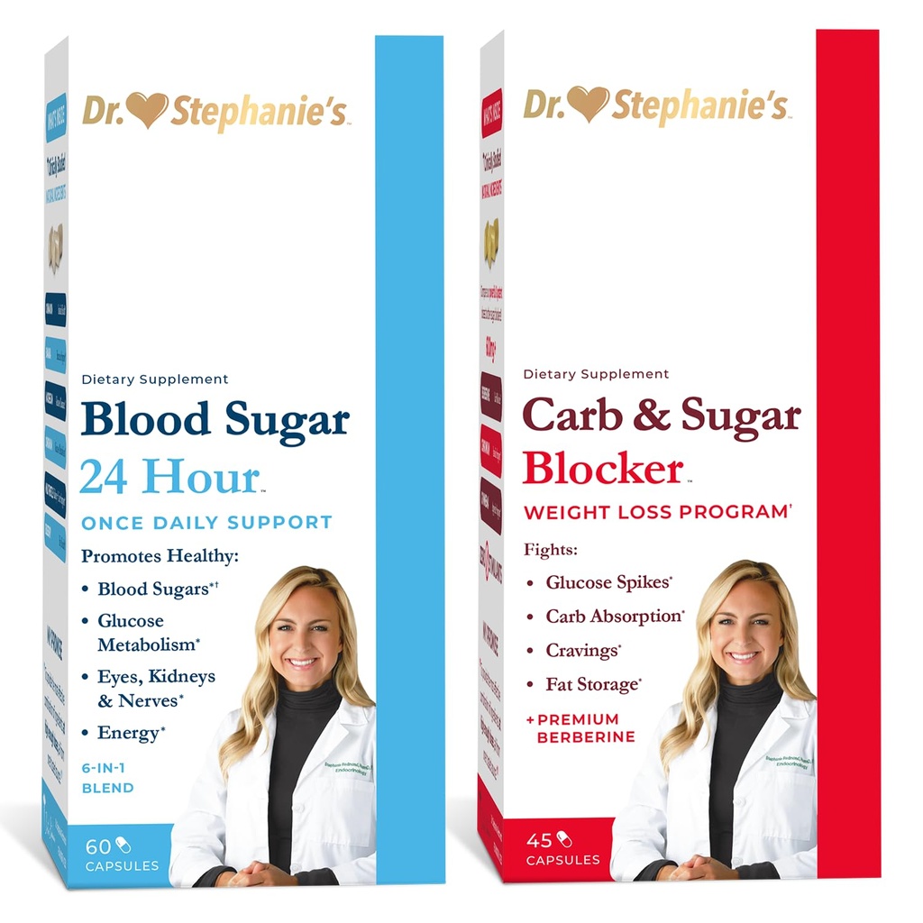 Dr. Stephanie's Bundle Pack - 24 Hour Support + Carb & Sugar Blocker - Daily Supplement