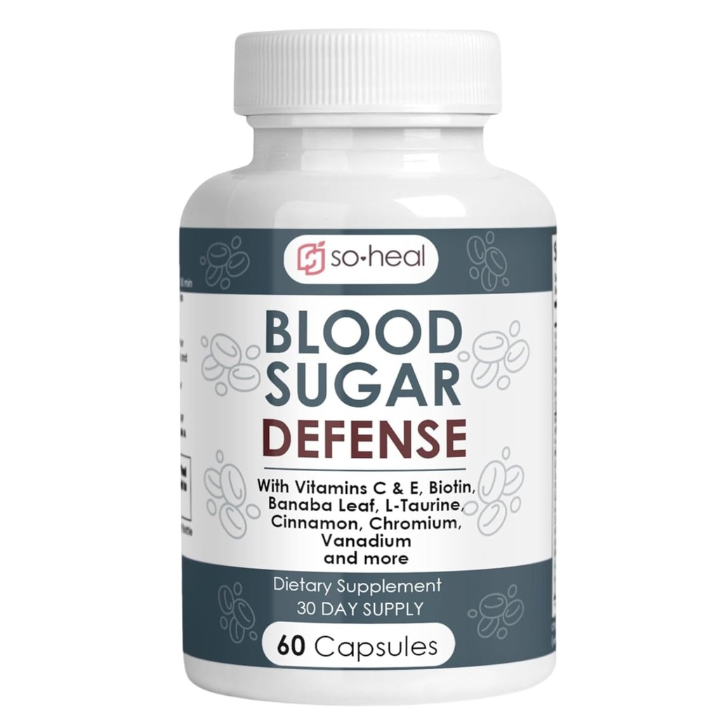 Sugar Shield Defense Supplement - Cinnamon, Chromium, Vanadium, Triple Protection for Heart, Metabolism, Energy - 60 Capsules, Made in USA