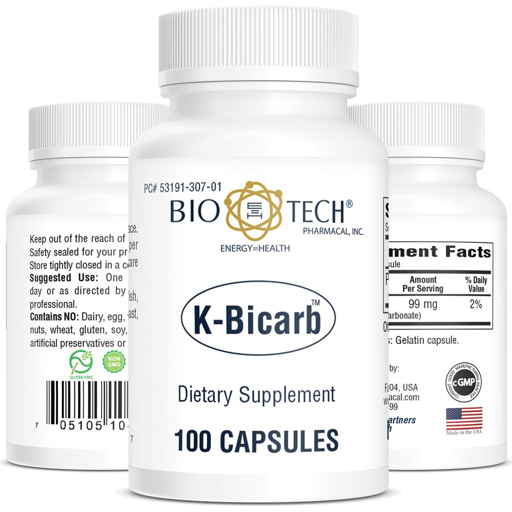 Bio-Tech Pharmacal Potassium Dietary Supplement (K-Bicarb, 100 Count)
